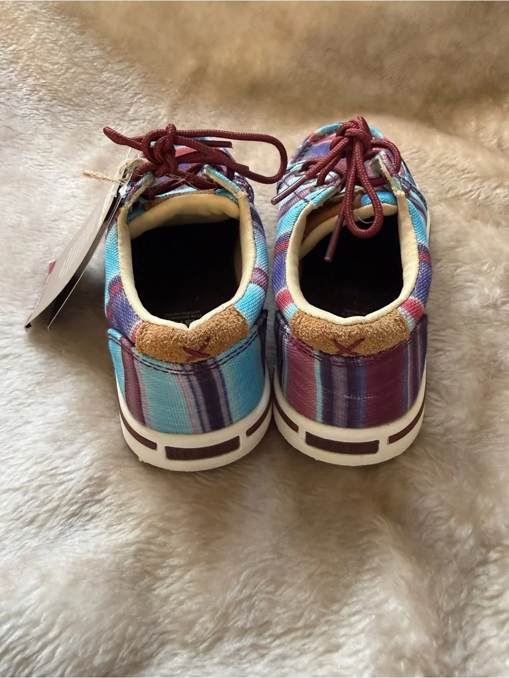 Twisted X Multicolor Striped Canvas Boat Shoe - Blue, Red, Purple